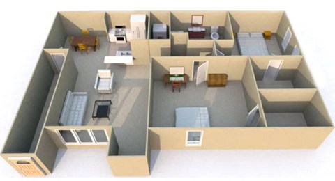 the living room and dining room of an apartment